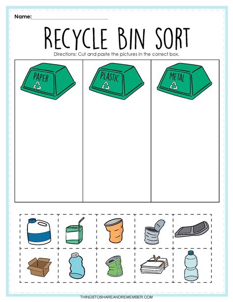 Printable Recycling Sorting Activity Worksheet